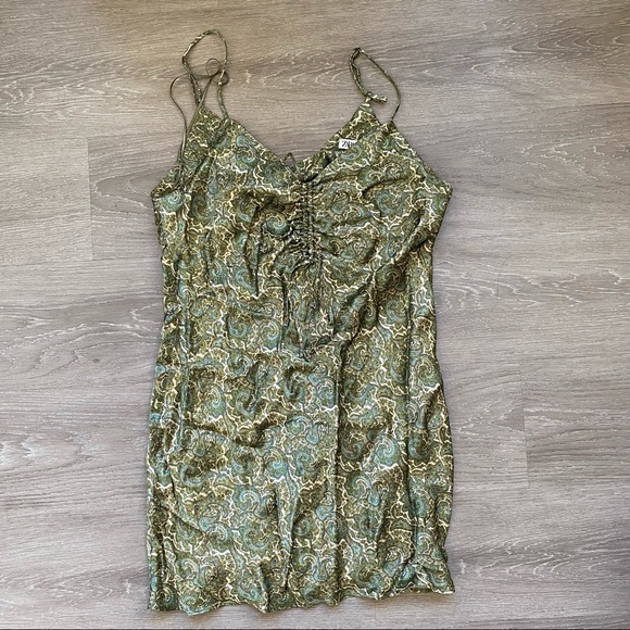 Zara Satin Effect Print Mini Dress - Picture 4 of 7